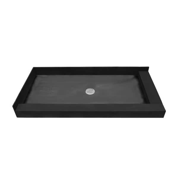 Tile Redi 3054CDR 30" x 54" Corner Shower Pan with Double Curb and 2" Center Dra Black Bed